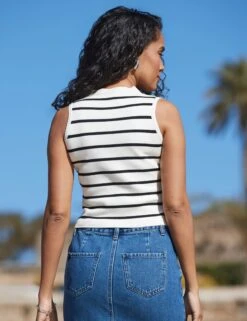 Striped Knitted Waistcoat -Marks and Spencer Shop Striped Knitted Waistcoat 2