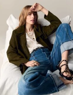 Suede Belted Revere Collar Trench Coat -Marks and Spencer Shop Suede Belted Revere Collar Trench Coat 2