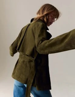 Suede Belted Revere Collar Trench Coat -Marks and Spencer Shop Suede Belted Revere Collar Trench Coat 3