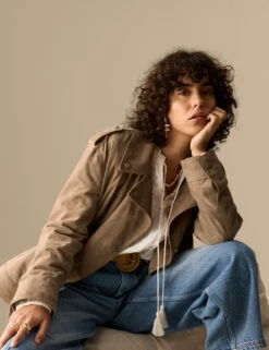 Suede Collared Biker Jacket -Marks and Spencer Shop Suede Collared Biker Jacket 5