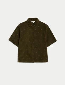 Suede Embroidered Collared Shirt -Marks and Spencer Shop Suede Embroidered Collared Shirt 2