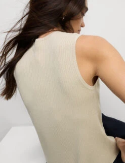 Textured Crew Neck Button Through Waistcoat -Marks and Spencer Shop Textured Crew Neck Button Through Waistcoat 4