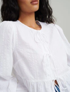 Tie Front Peplum Blouse 14 Tie Front Peplum Blouse -Marks and Spencer Shop Tie Front Peplum Blouse 2