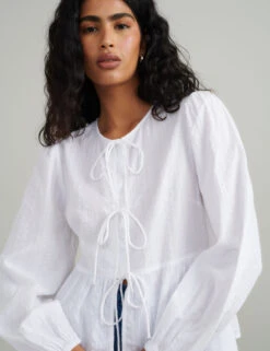 Tie Front Peplum Blouse 16 Tie Front Peplum Blouse -Marks and Spencer Shop Tie Front Peplum Blouse 4