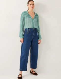 Marks and Spencer Shop -Marks and Spencer Shop Tie Neck Button Through Ruffle Blouse 1