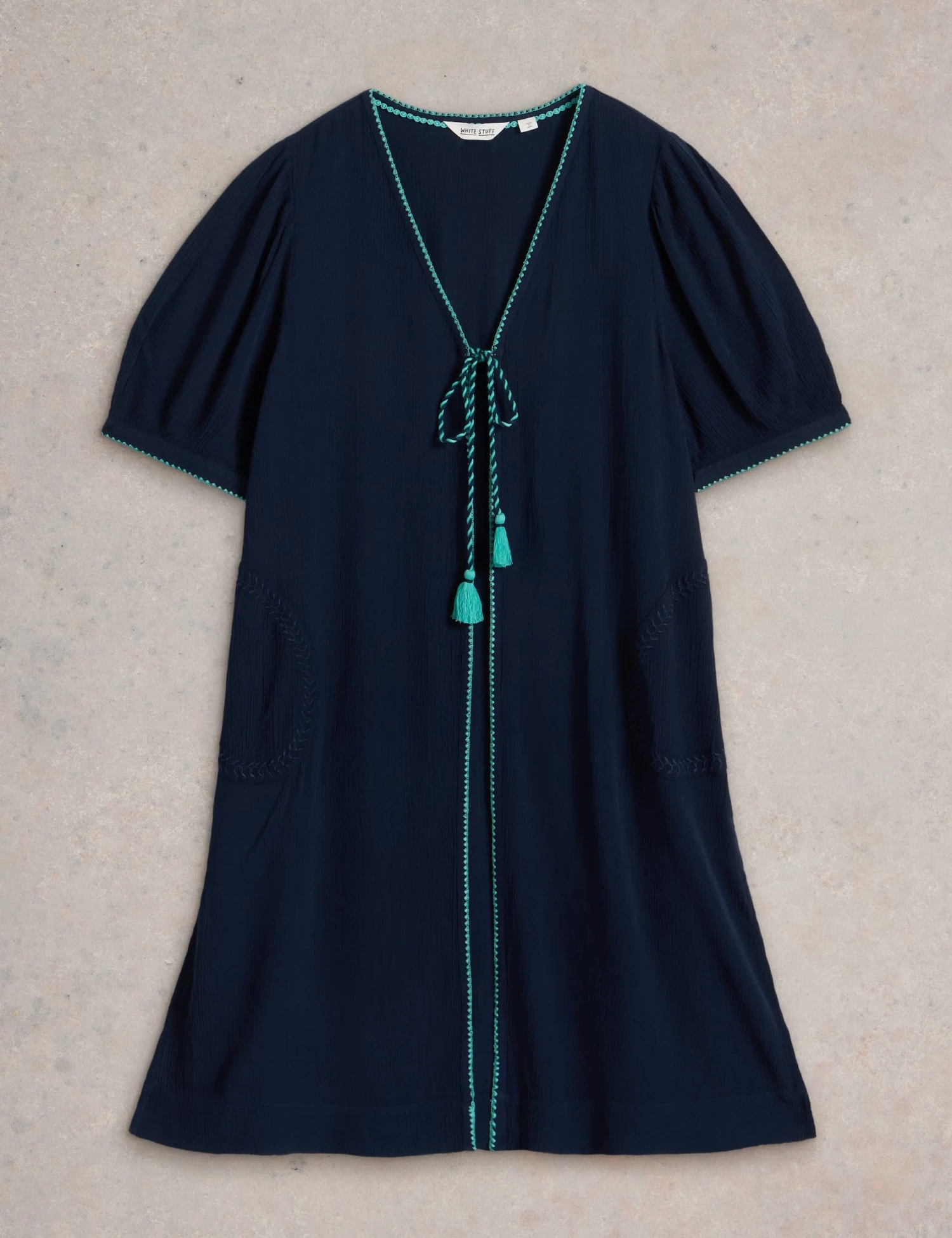 WHITE STUFF Tie Neck Midi Kaftan Beach Dress 4 WHITE STUFF Tie Neck Midi Kaftan Beach Dress - Image 2