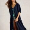 WHITE STUFF Tie Neck Midi Kaftan Beach Dress