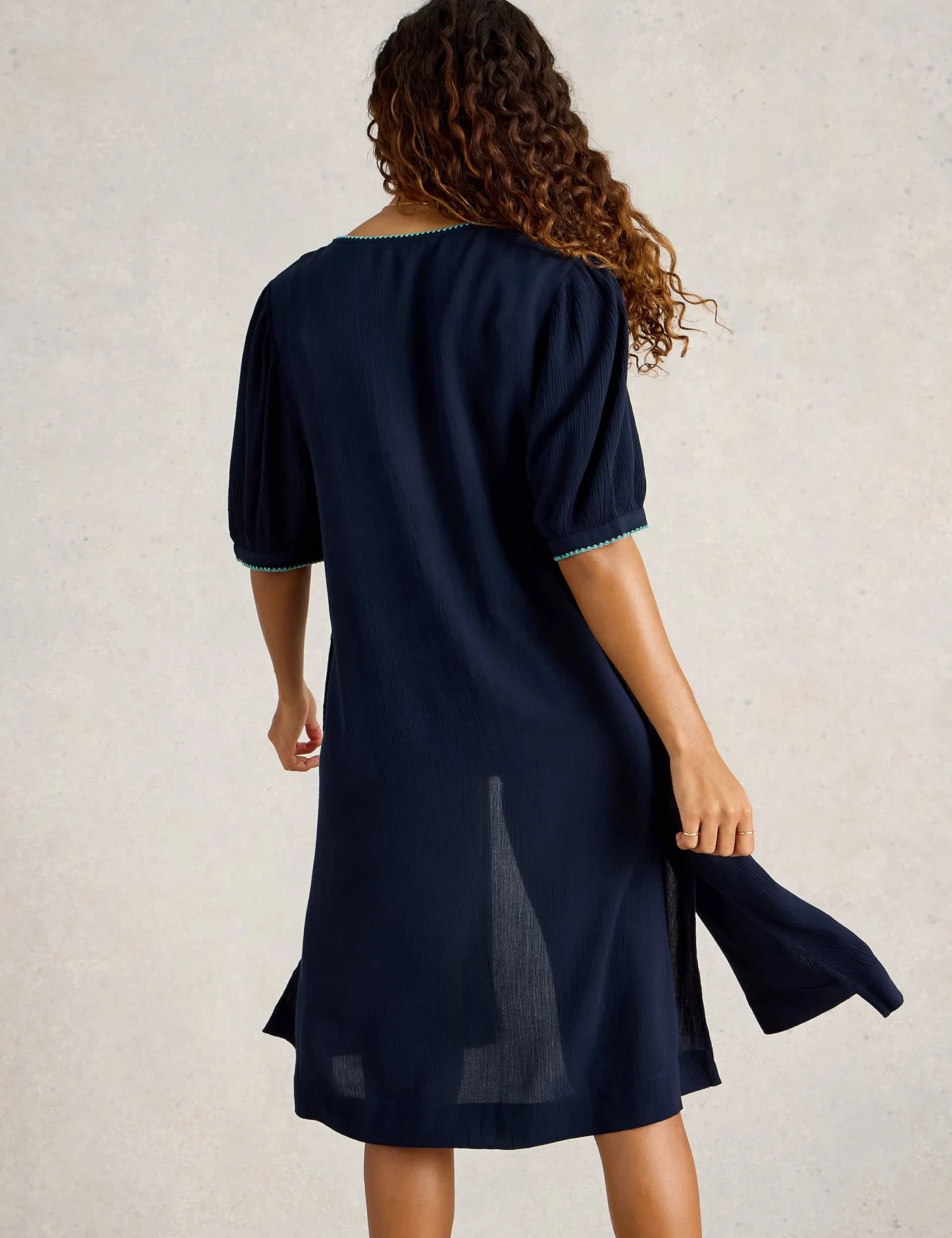 WHITE STUFF Tie Neck Midi Kaftan Beach Dress 6 WHITE STUFF Tie Neck Midi Kaftan Beach Dress - Image 4