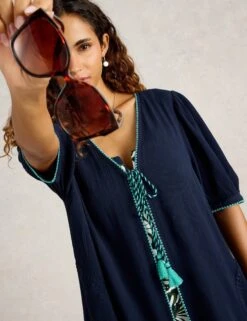 WHITE STUFF Tie Neck Midi Kaftan Beach Dress 18 WHITE STUFF Tie Neck Midi Kaftan Beach Dress -Marks and Spencer Shop Tie Neck Midi Kaftan Beach Dress 4