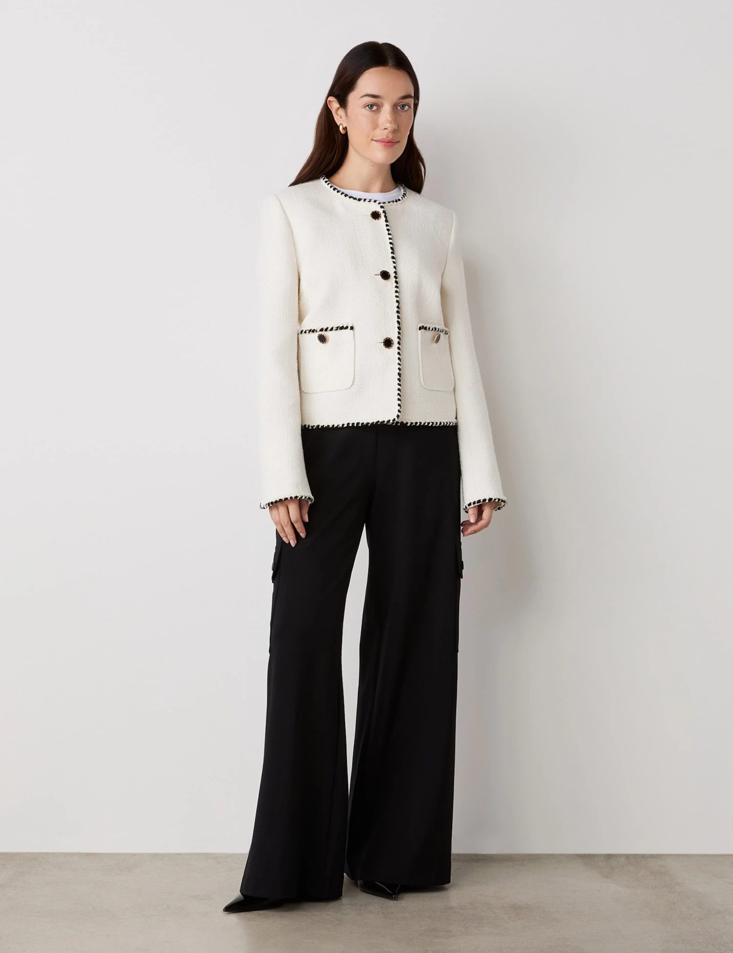 Tweed Collarless Short Jacket 4 Tweed Collarless Short Jacket - Image 2