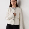 Tweed Collarless Short Jacket -Marks and Spencer Shop Tweed Collarless Short Jacket