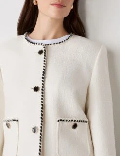 Tweed Collarless Short Jacket 18 Tweed Collarless Short Jacket -Marks and Spencer Shop Tweed Collarless Short Jacket 3