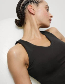 V-Neck Padded Fitted Yoga Crop Vest Top -Marks and Spencer Shop V Neck Padded Fitted Yoga Crop Vest Top 2