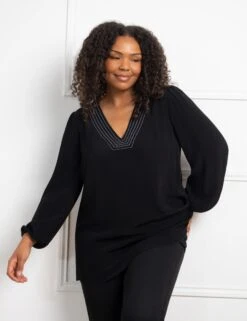 V-Neck Stitch Detail Blouse -Marks and Spencer Shop V Neck Stitch Detail Blouse 2