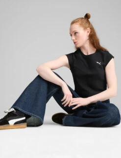 Puma Wardrobe Ess Cotton Rich Rib Crop T-Shirt -Marks and Spencer Shop Wardrobe Ess Cotton Rich Rib Crop T Shirt 2