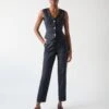 Wool Blend Pinstripe Cropped Waistcoat -Marks and Spencer Shop Wool Blend Pinstripe Cropped Waistcoat