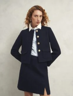 Wool Blend Textured Short Jacket