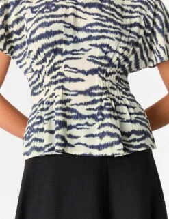 Whistles Animal Print Shirred Detail Blouse -Marks and Spencer Shop animal print shirred detail blouse 5