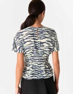 Whistles Animal Print Shirred Detail Blouse -Marks and Spencer Shop animal print shirred detail blouse 6