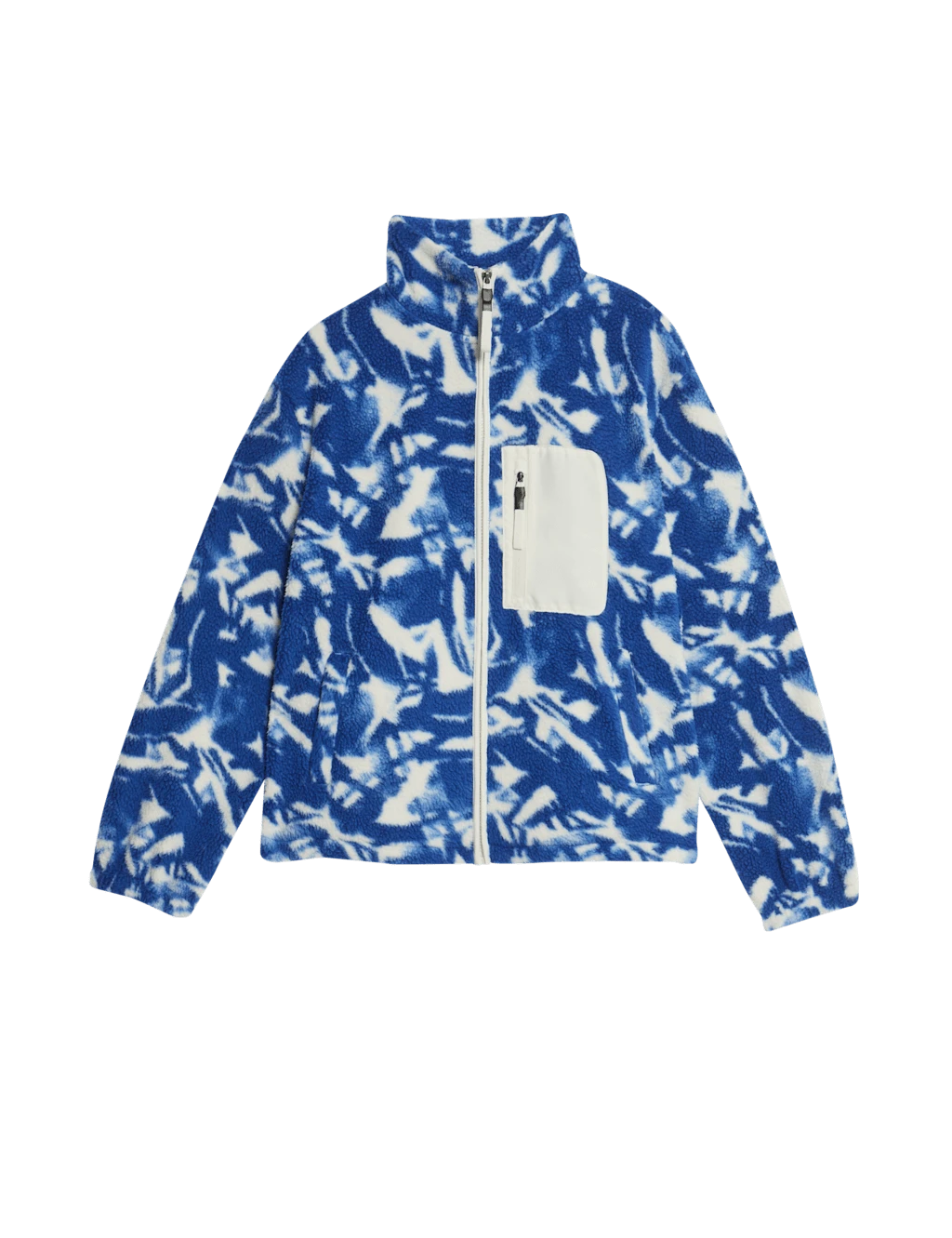 Borg Printed Funnel Neck Zip Up Fleece Jacket 9 Borg Printed Funnel Neck Zip Up Fleece Jacket - Image 7