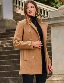 Coat With Gold Button Detail -Marks and Spencer Shop button detail peacoat 2