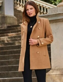 Coat With Gold Button Detail -Marks and Spencer Shop button detail peacoat