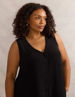 V-Neck Button Front Sleeveless Tunic 17 V-Neck Button Front Sleeveless Tunic -Marks and Spencer Shop button split front tunic