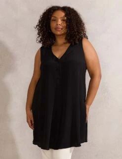 V-Neck Button Front Sleeveless Tunic 21 V-Neck Button Front Sleeveless Tunic -Marks and Spencer Shop button split front tunic 4