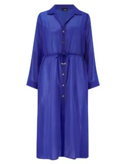 Pour Moi Chiffon Tie Waist Midaxi Beach Shirt -Marks and Spencer Shop chiffon tie waist midaxi beach shirt 9