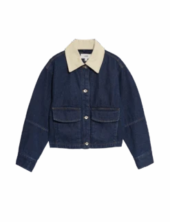 Collared Relaxed Denim Jacket -Marks and Spencer Shop collared relaxed denim jacket