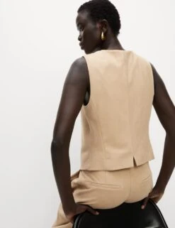 Collarless Suedette Waistcoat -Marks and Spencer Shop collarless waistcoat 2