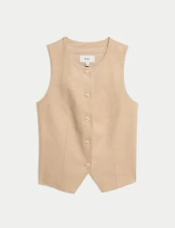 Collarless Suedette Waistcoat -Marks and Spencer Shop collarless waistcoat 4