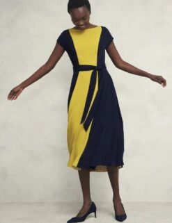 Colour Block Slash Neck Midi Waisted Dress -Marks and Spencer Shop colour block slash neck midi waisted dress 6