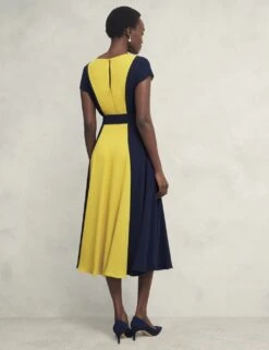 Colour Block Slash Neck Midi Waisted Dress -Marks and Spencer Shop colour block slash neck midi waisted dress 8