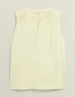 Cotton Blend Collarless Notch Neck Sleeveless Blouse 25 Cotton Blend Collarless Notch Neck Sleeveless Blouse -Marks and Spencer Shop cotton blend collarless notch neck sleeveless blouse 11