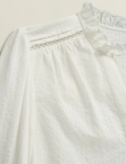 Cotton Blend Frill Detail Broderie Blouse 29 Cotton Blend Frill Detail Broderie Blouse -Marks and Spencer Shop cotton blend frill detail broderie blouse 11