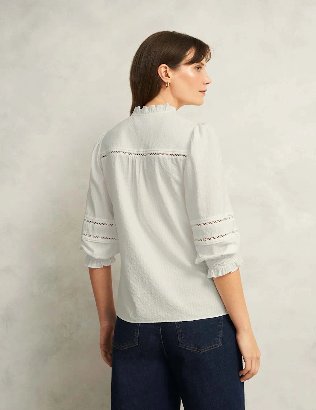 Cotton Blend Frill Detail Broderie Blouse 16 Cotton Blend Frill Detail Broderie Blouse - Image 14