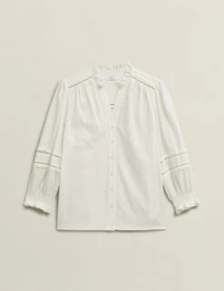 Cotton Blend Frill Detail Broderie Blouse 26 Cotton Blend Frill Detail Broderie Blouse -Marks and Spencer Shop cotton blend frill detail broderie blouse 8