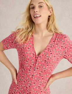 WHITE STUFF Cotton Blend Jersey V-Neck Midi Tea Dress -Marks and Spencer Shop cotton blend jersey v neck midi tea dress 10