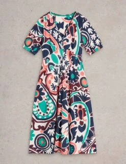 WHITE STUFF Cotton Blend Jersey V-Neck Midi Tea Dress -Marks and Spencer Shop cotton blend jersey v neck midi tea dress 12