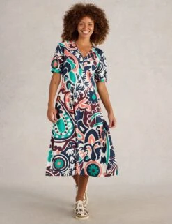 WHITE STUFF Cotton Blend Jersey V-Neck Midi Tea Dress -Marks and Spencer Shop cotton blend jersey v neck midi tea dress 13