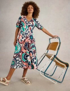 WHITE STUFF Cotton Blend Jersey V-Neck Midi Tea Dress -Marks and Spencer Shop cotton blend jersey v neck midi tea dress 15