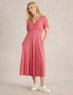 WHITE STUFF Cotton Blend Jersey V-Neck Midi Tea Dress -Marks and Spencer Shop cotton blend jersey v neck midi tea dress 7