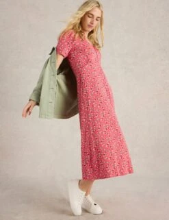 WHITE STUFF Cotton Blend Jersey V-Neck Midi Tea Dress -Marks and Spencer Shop cotton blend jersey v neck midi tea dress 9