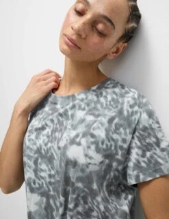 Cotton Blend Printed Tie Front Crop T-Shirt -Marks and Spencer Shop cotton blend printed tie front crop t shirt 8