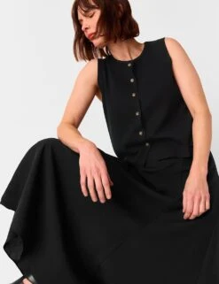 Whistles Cotton Rich Crew Neck Button Through Waistcoat -Marks and Spencer Shop cotton rich crew neck button through waistcoat 5