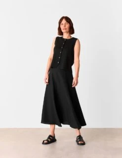 Whistles Cotton Rich Crew Neck Button Through Waistcoat -Marks and Spencer Shop cotton rich crew neck button through waistcoat 7