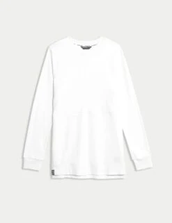 Cotton Rich Brushed Longline Sweatshirt 18 Cotton Rich Brushed Longline Sweatshirt -Marks and Spencer Shop cotton rich crew neck longline sweatshirt