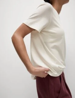 Cotton Rich Crew Neck Relaxed T-Shirt -Marks and Spencer Shop cotton rich crew neck relaxed t shirt 14