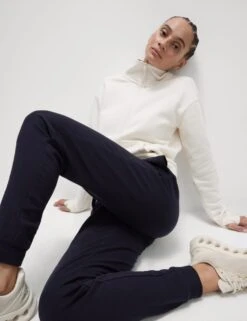 Cotton Rich Cuffed High Waisted Joggers -Marks and Spencer Shop cotton rich cuffed high waisted joggers 13